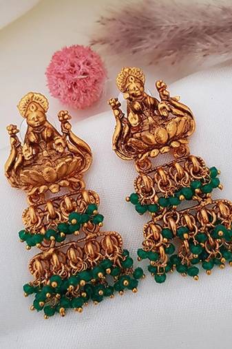 Gold plated green goddess hydra earrings