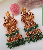 Gold plated green goddess hydra earrings