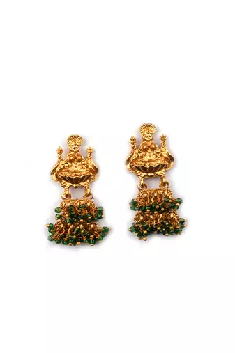 Gold plated green goddess hydra earrings