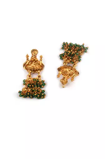 Gold plated green goddess hydra earrings