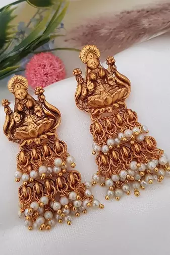Gold plated white goddess hydra earrings