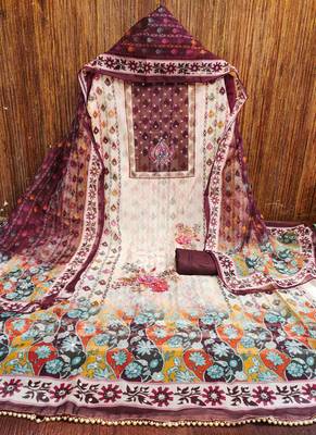 White handwork dress material 3