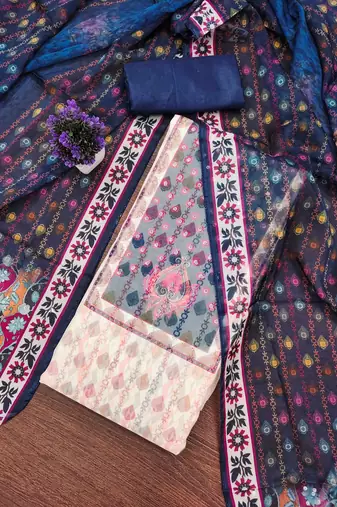 White handwork dress material