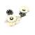 Handmade black flower pearl earrings