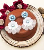 Handmade blue flower pearl earrings