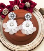 Handmade grey flower pearl earrings