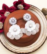 Handmade white flower pearl earrings