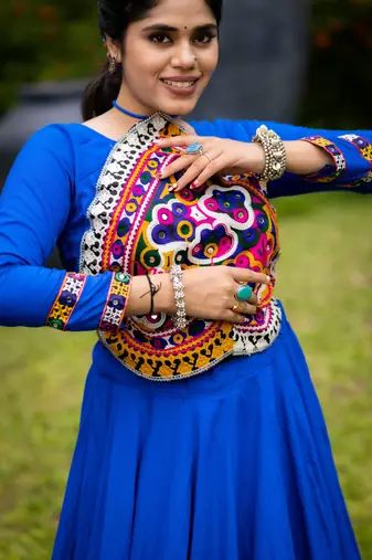 Royal-Blue  Plain With Work on Border Navratri Lehenga Choli With Fully Stitched Blouse