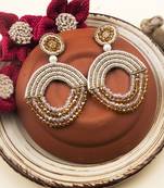 Handmade brown half moon pearl earrings