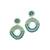 Handmade green half moon pearl earrings