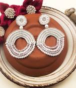 Buy Handmade white half moon pearl earrings