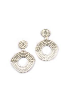 Handmade white half moon pearl earrings 2