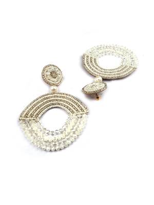 Handmade white half moon pearl earrings 3