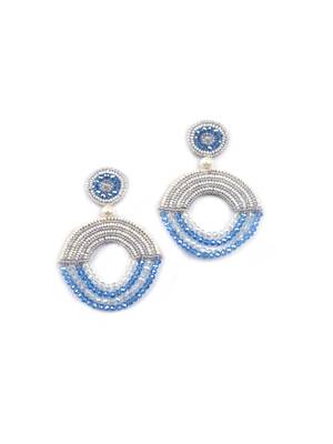 Handmade blue half moon pearl earrings 2