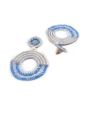 Handmade blue half moon pearl earrings 3