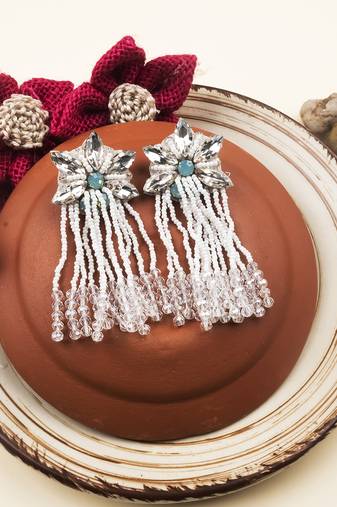 Handmade star pearl drop earrings