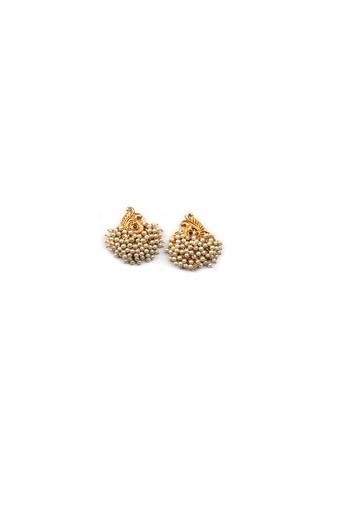 Gold plated white peacock earrings