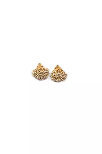 Gold plated white peacock earrings