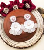 Buy Handmade lavender flower pearl earrings