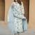 Serene beauty in floral white and blue kurta set