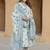 Serene beauty in floral white and blue kurta set