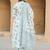 Serene beauty in floral white and blue kurta set