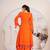 Orange Color Rayon Embroidered Kurta Plazo Set