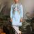 Sky blue viscose silk thead with sequins embroidered work wedding function navratri festival party wear straight kurta