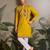 YELLOW VISCOSE SILK THEAD WITH SEQUINS EMBROIDERED WORK WEDDING FUNCTION NAVRATRI FESTIVAL PARTY WEAR STRAIGHT KURTA