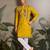 Yellow viscose silk thead with sequins embroidered work wedding function navratri festival party wear straight kurta