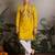 Yellow viscose silk thead with sequins embroidered work wedding function navratri festival party wear straight kurta