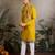YELLOW VISCOSE SILK THEAD WITH SEQUINS EMBROIDERED WORK WEDDING FUNCTION NAVRATRI FESTIVAL PARTY WEAR STRAIGHT KURTA