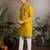 Yellow viscose silk thead with sequins embroidered work wedding function navratri festival party wear straight kurta