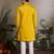 Yellow viscose silk thead with sequins embroidered work wedding function navratri festival party wear straight kurta