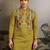 Fluorrescent green viscose silk thead & sequins embroidered work navratri festival function  party wear straight kurta