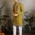 Fluorrescent green viscose silk thead & sequins embroidered work navratri festival function  party wear straight kurta