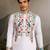 White viscose silk thead with sequins embroidered work wedding function navratri festival party wear straight kurta