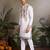 White viscose silk thead with sequins embroidered work wedding function navratri festival party wear straight kurta
