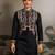 Black viscose silk thead with sequins embroidered work wedding function navratri festival party wear straight kurta