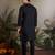 Black viscose silk thead with sequins embroidered work wedding function navratri festival party wear straight kurta