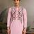 Pink viscose silk thead with sequins embroidered work wedding function navratri festival party wear straight kurta