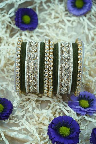 Metal kundan velvet set