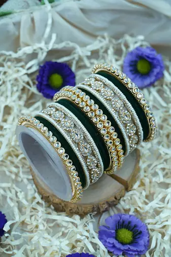 Metal kundan velvet set