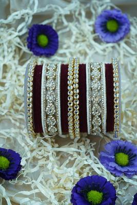 Metal kundan velvet set 3