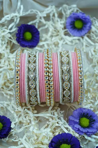 Metal kundan velvet set