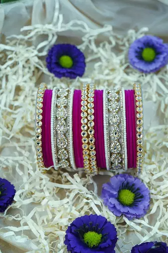Metal kundan velvet set