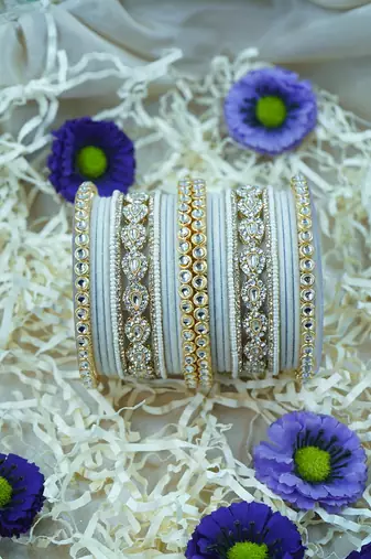 Metal kundan velvet set