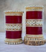 Traditional red kundan punjabi chuda