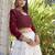 White and Wine Thread and Sequins Embroidered Georgette Indian wedding lehenga dress