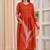 Sarvari rust red embroidered cotton kurta sets